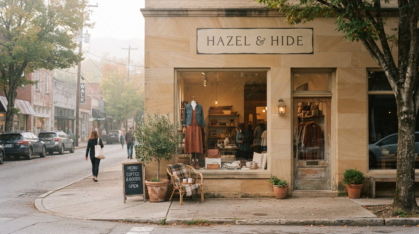 The Hazel & Hide storefront on Lexington Avenue in Asheville, NC.